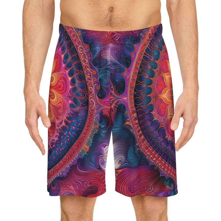 Vibrant Spiral Mandala - AOP Basketball Shorts - All Over Prints - g(0D·IO) - Seam thread color automatically matched to design - XS -