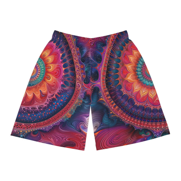 Vibrant Spiral Mandala - AOP Basketball Shorts - All Over Prints - g(0D·IO) - Seam thread color automatically matched to design - XS -