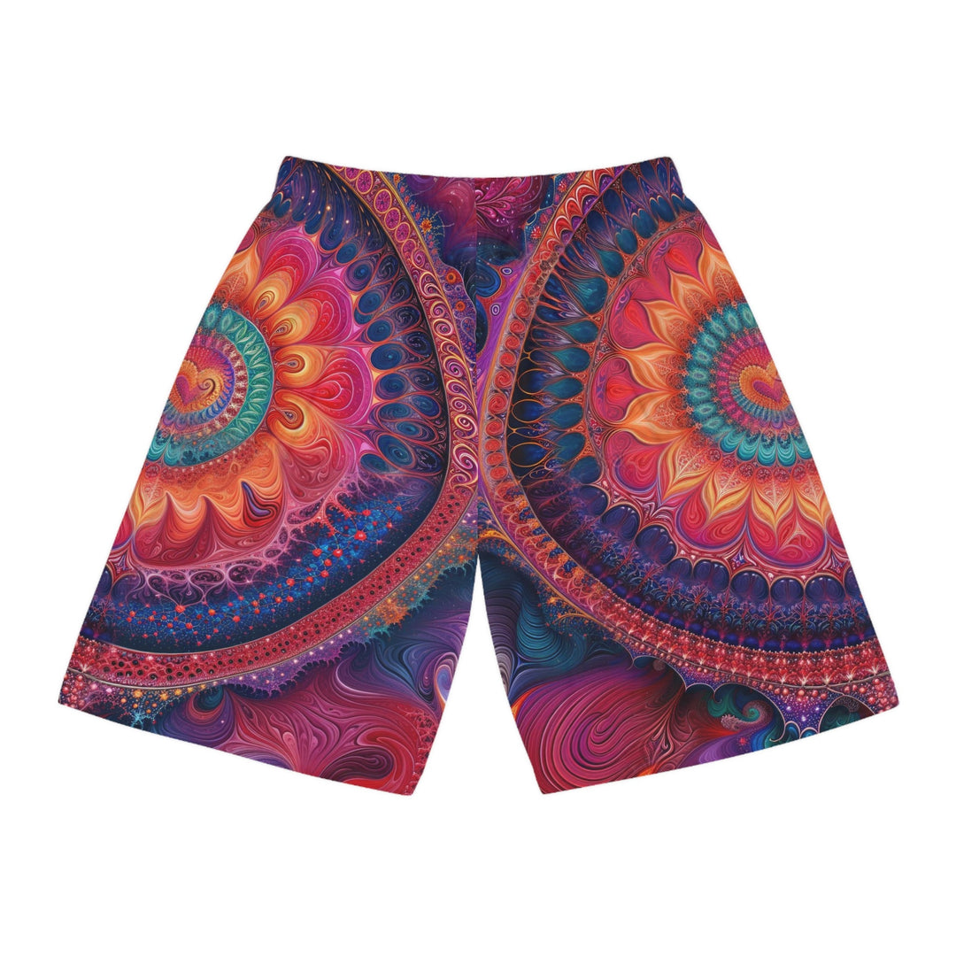 Vibrant Spiral Mandala - AOP Basketball Shorts - All Over Prints - g(0D·IO) - Seam thread color automatically matched to design - XS -