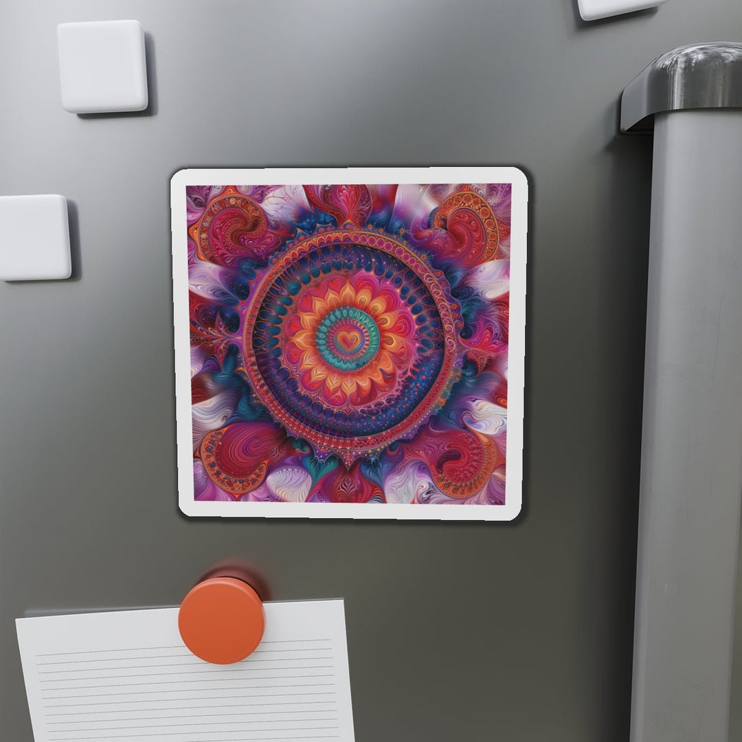 Vibrant Spiral Mandala - Die-cut Magnet - Home Decor - g(0D·IO) - 6 × 6" - Die-Cut - 1 pc
