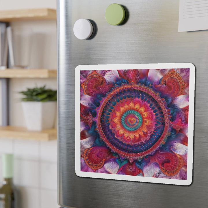 Vibrant Spiral Mandala - Die-cut Magnet - Home Decor - g(0D·IO) - 6 × 6" - Die-Cut - 1 pc