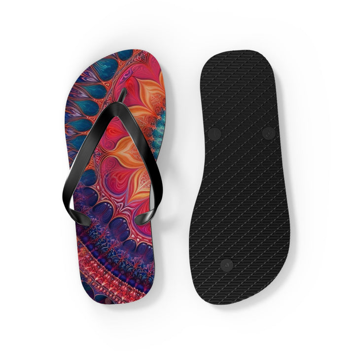 Vibrant Spiral Mandala - Flip Flops - Shoes - g(0D·IO) - XL - Black sole -