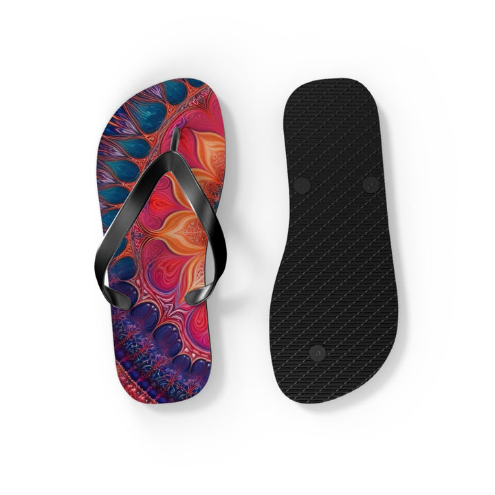 Vibrant Spiral Mandala - Flip Flops - Shoes - g(0D·IO) - XL - Black sole -