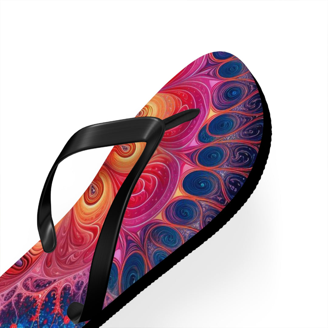 Vibrant Spiral Mandala - Flip Flops - Shoes - g(0D·IO) - XL - Black sole -