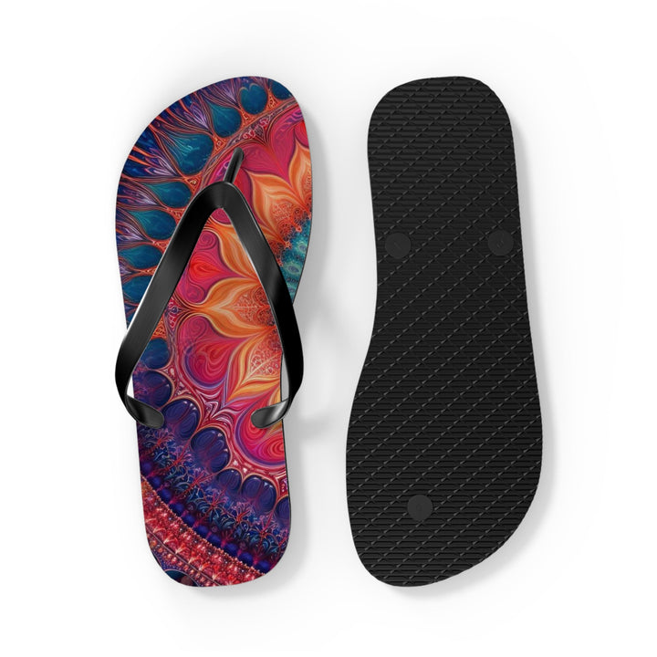 Vibrant Spiral Mandala - Flip Flops - Shoes - g(0D·IO) - XL - Black sole -