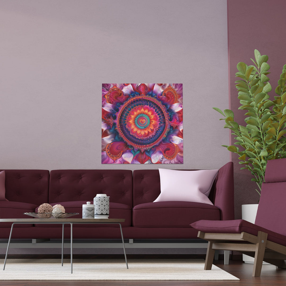 Vibrant Spiral Mandala - Indoor and Outdoor Silk Poster - Poster - g(0D·IO) - 30″ x 30″ (Square) - Semi Glossy -