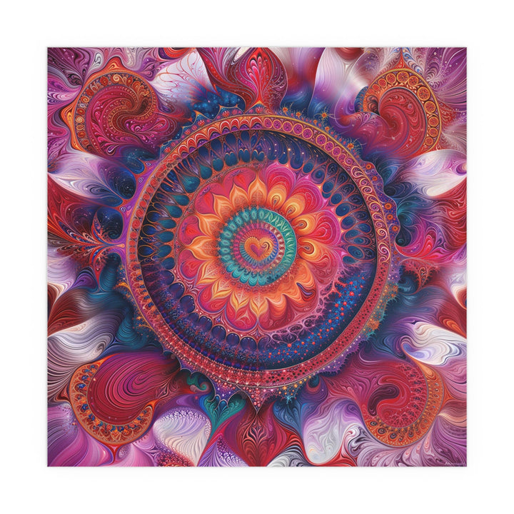 Vibrant Spiral Mandala - Indoor and Outdoor Silk Poster - Poster - g(0D·IO) - 30″ x 30″ (Square) - Semi Glossy -