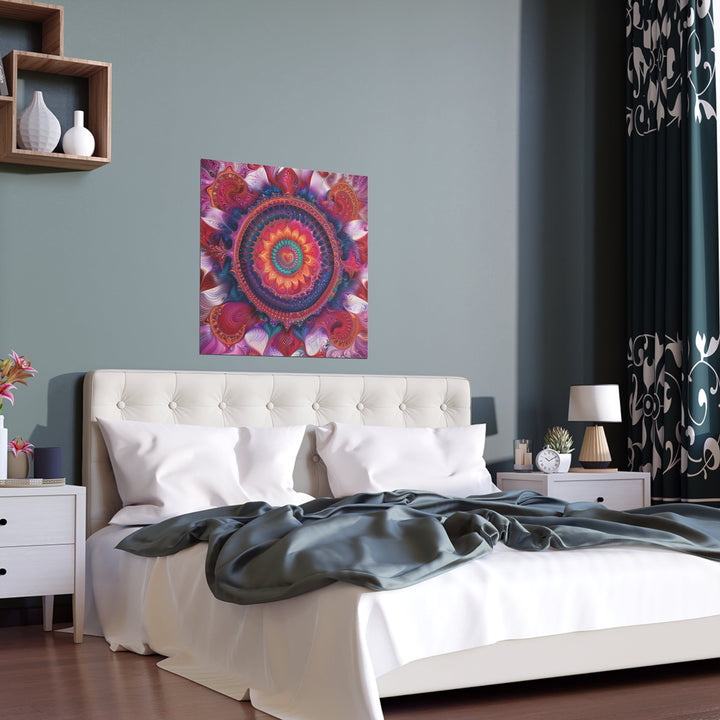 Vibrant Spiral Mandala - Indoor and Outdoor Silk Poster - Poster - g(0D·IO) - 30″ x 30″ (Square) - Semi Glossy -