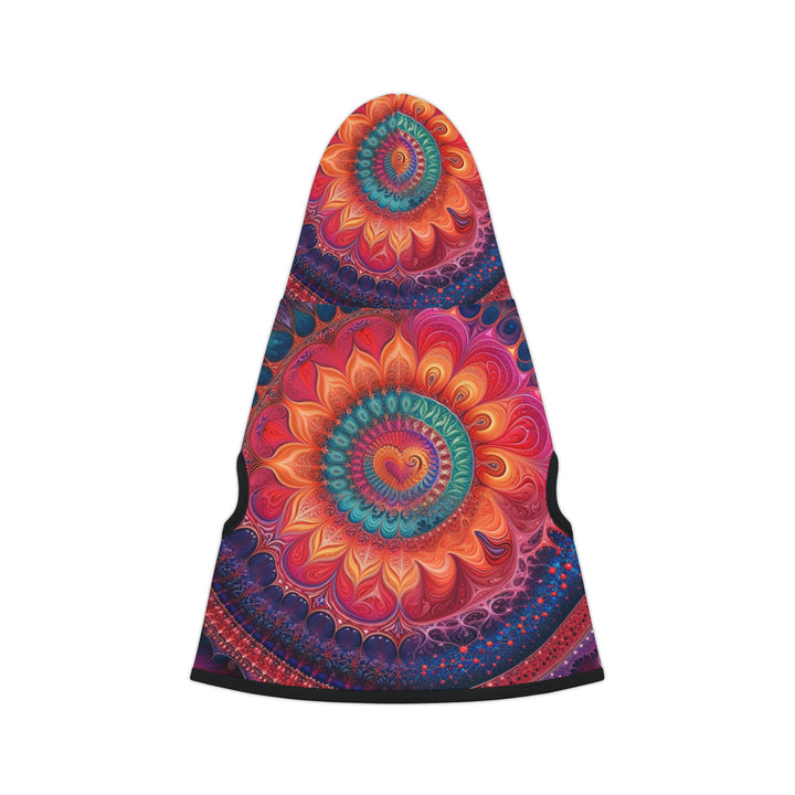 Vibrant Spiral Mandala - Pet Hoodie - Pets - g(0D·IO) - XXS - Black Rib -