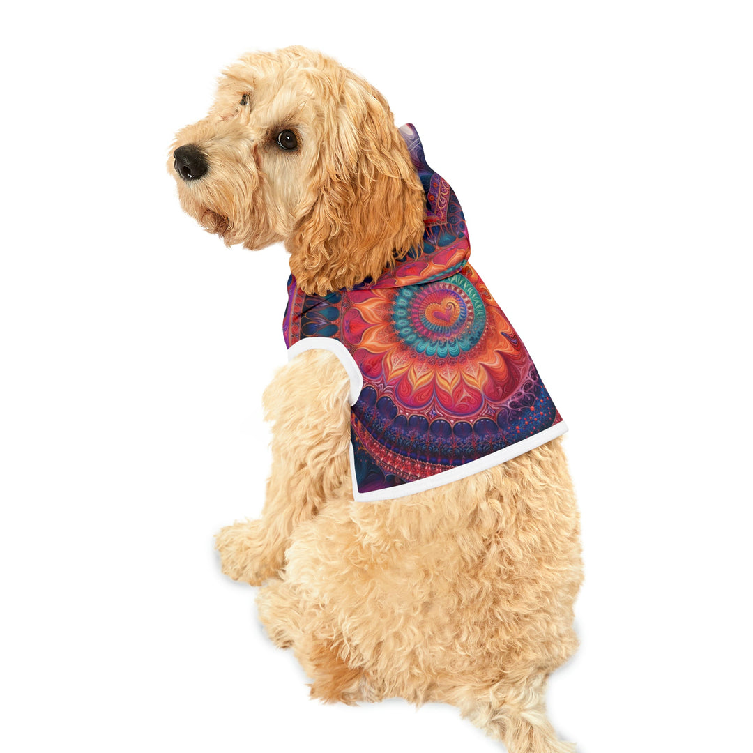 Vibrant Spiral Mandala - Pet Hoodie - Pets - g(0D·IO) - XXS - Black Rib -