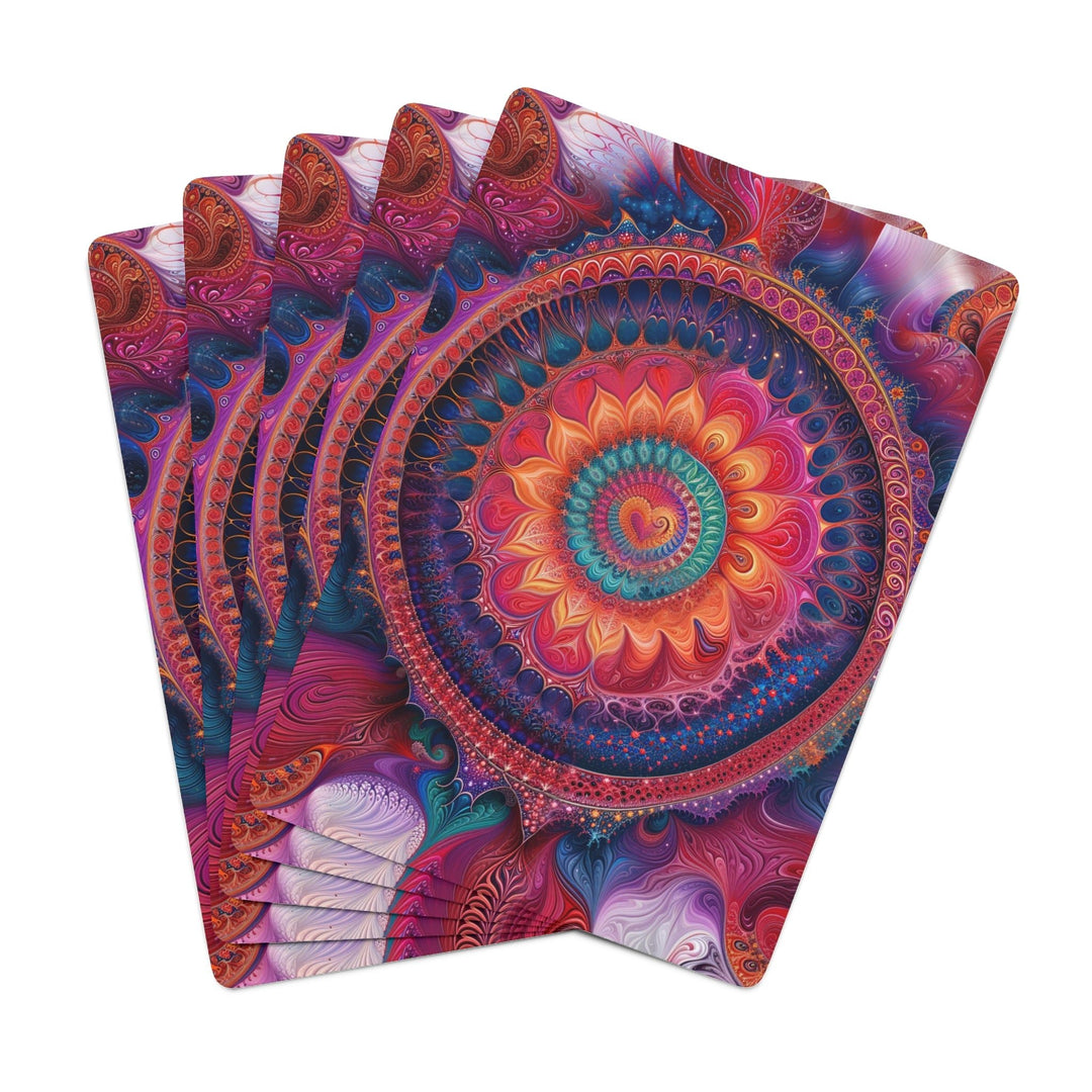 Vibrant Spiral Mandala - Poker Cards - Paper products - g(0D·IO) - 2.47" x 3.47" - White - Semi Glossy