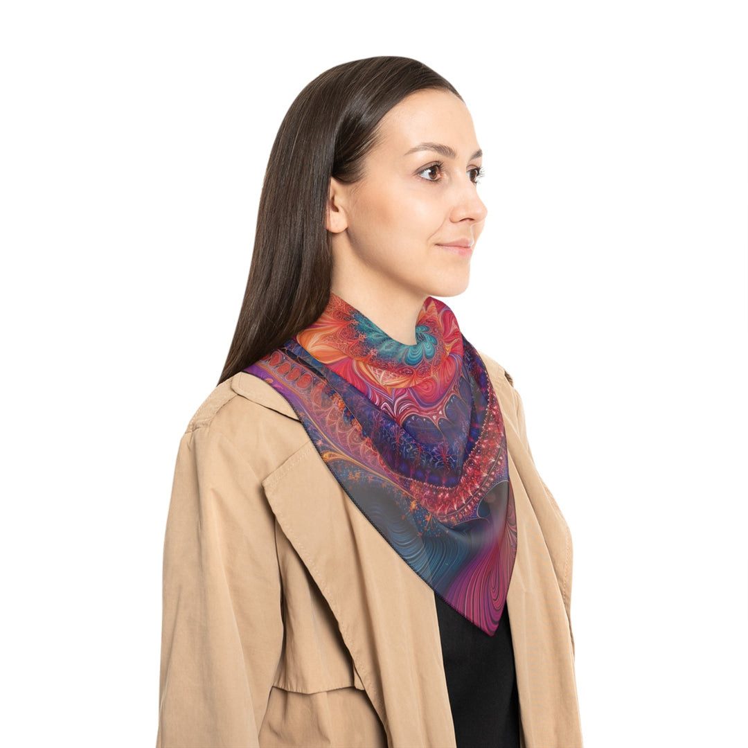 Vibrant Spiral Mandala - Poly Scarf - Accessories - g(0D·IO) - Poly chiffon - 50" × 50" -