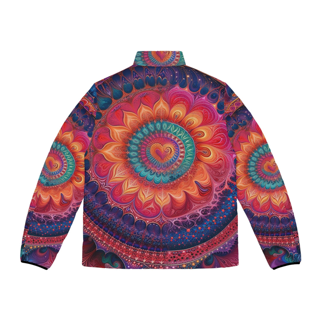 Vibrant Spiral Mandala - Puffer Jacket - All Over Prints - g(0D·IO) - S - Black zipper -