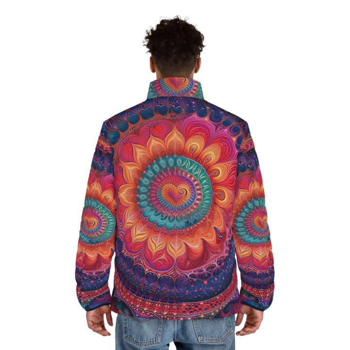 Vibrant Spiral Mandala - Puffer Jacket - All Over Prints - g(0D·IO) - S - Black zipper -