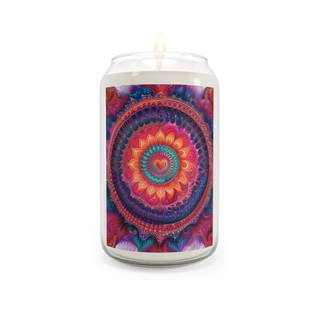Vibrant Spiral Mandala - Scented Candle - Home Decor - g(0D·IO) - Comfort Spice - 13.75oz -
