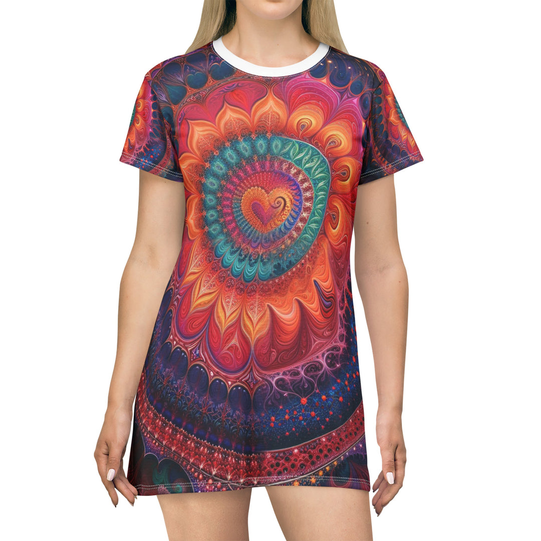 Vibrant Spiral Mandala - T-Shirt Dress - All Over Prints - g(0D·IO) - XS - -