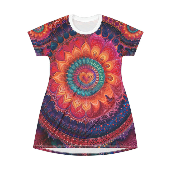 Vibrant Spiral Mandala - T-Shirt Dress - All Over Prints - g(0D·IO) - XS - -