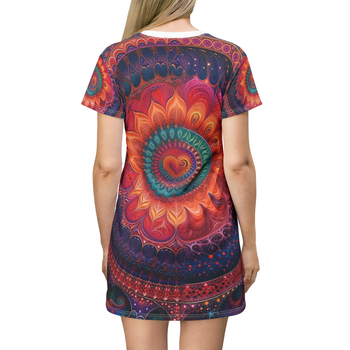 Vibrant Spiral Mandala - T-Shirt Dress - All Over Prints - g(0D·IO) - XS - -