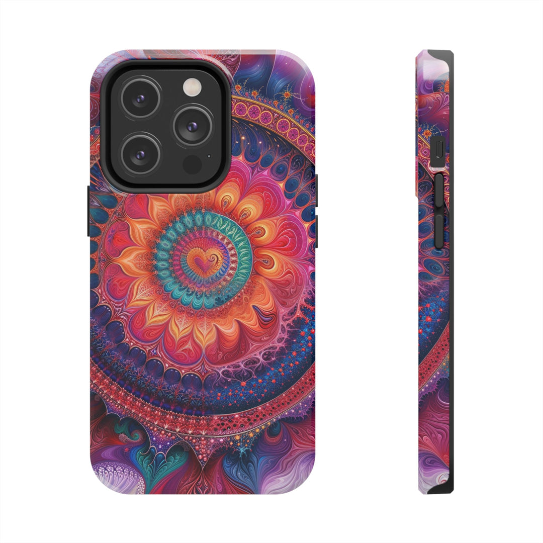 Vibrant Spiral Mandala - Tough Phone Case - Phone Case - g(0D·IO) - iPhone 14 Pro - -