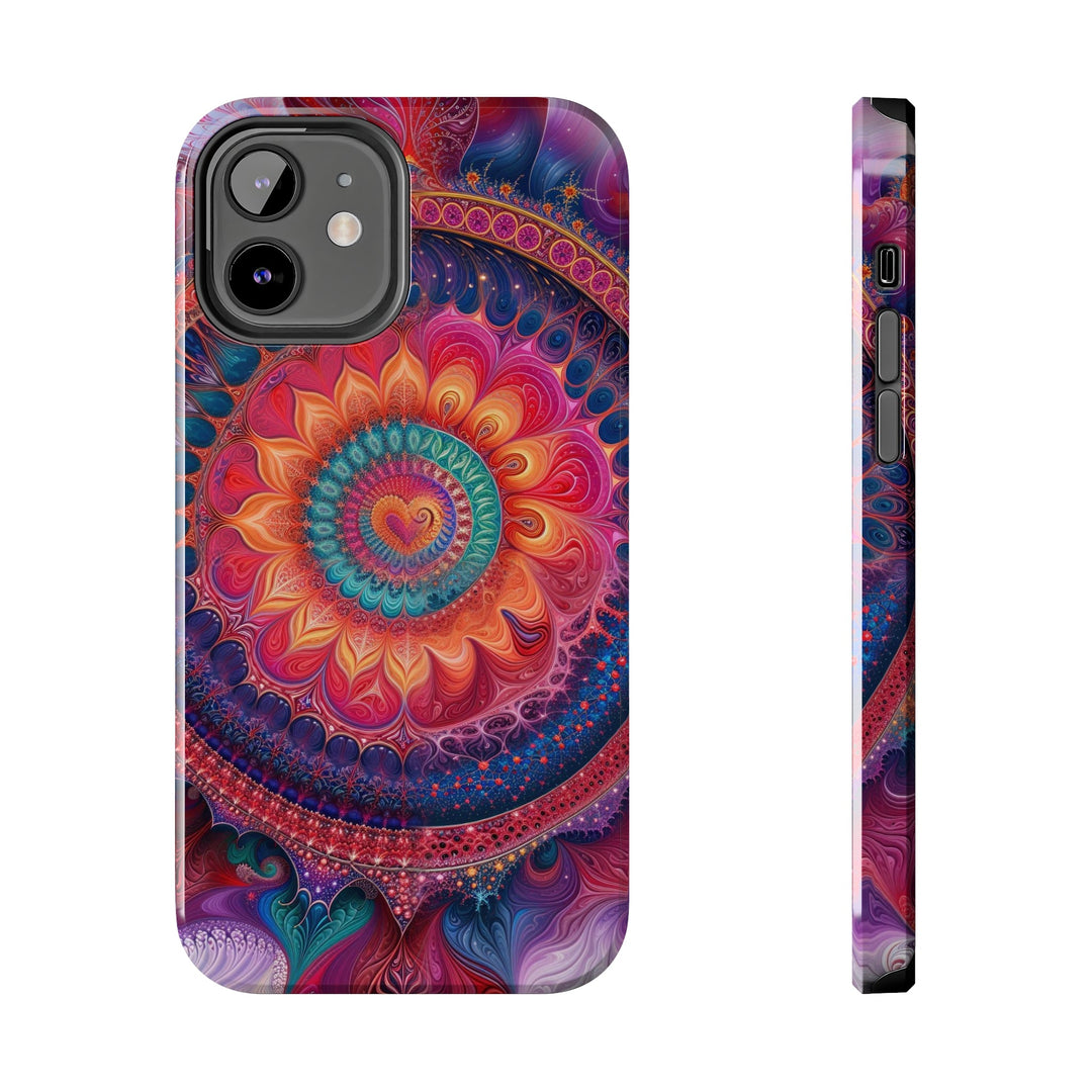 Vibrant Spiral Mandala - Tough Phone Case - Phone Case - g(0D·IO) - iPhone 12 - -