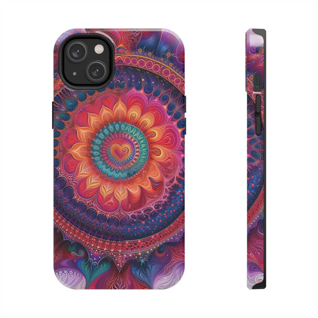 Vibrant Spiral Mandala - Tough Phone Case - Phone Case - g(0D·IO) - iPhone 14 Plus - -