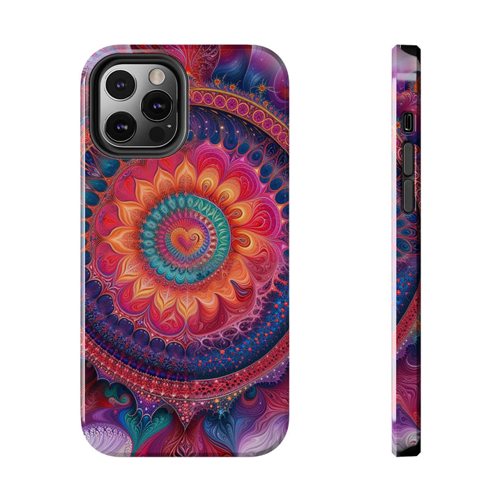 Vibrant Spiral Mandala - Tough Phone Case - Phone Case - g(0D·IO) - iPhone 12 Pro - -