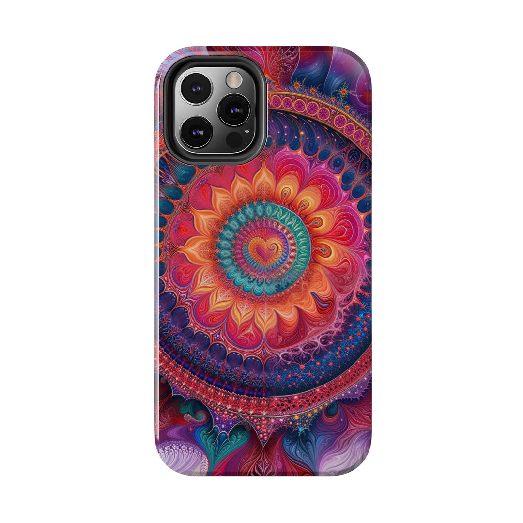 Vibrant Spiral Mandala - Tough Phone Case - Phone Case - g(0D·IO) - iPhone 13 Mini - -