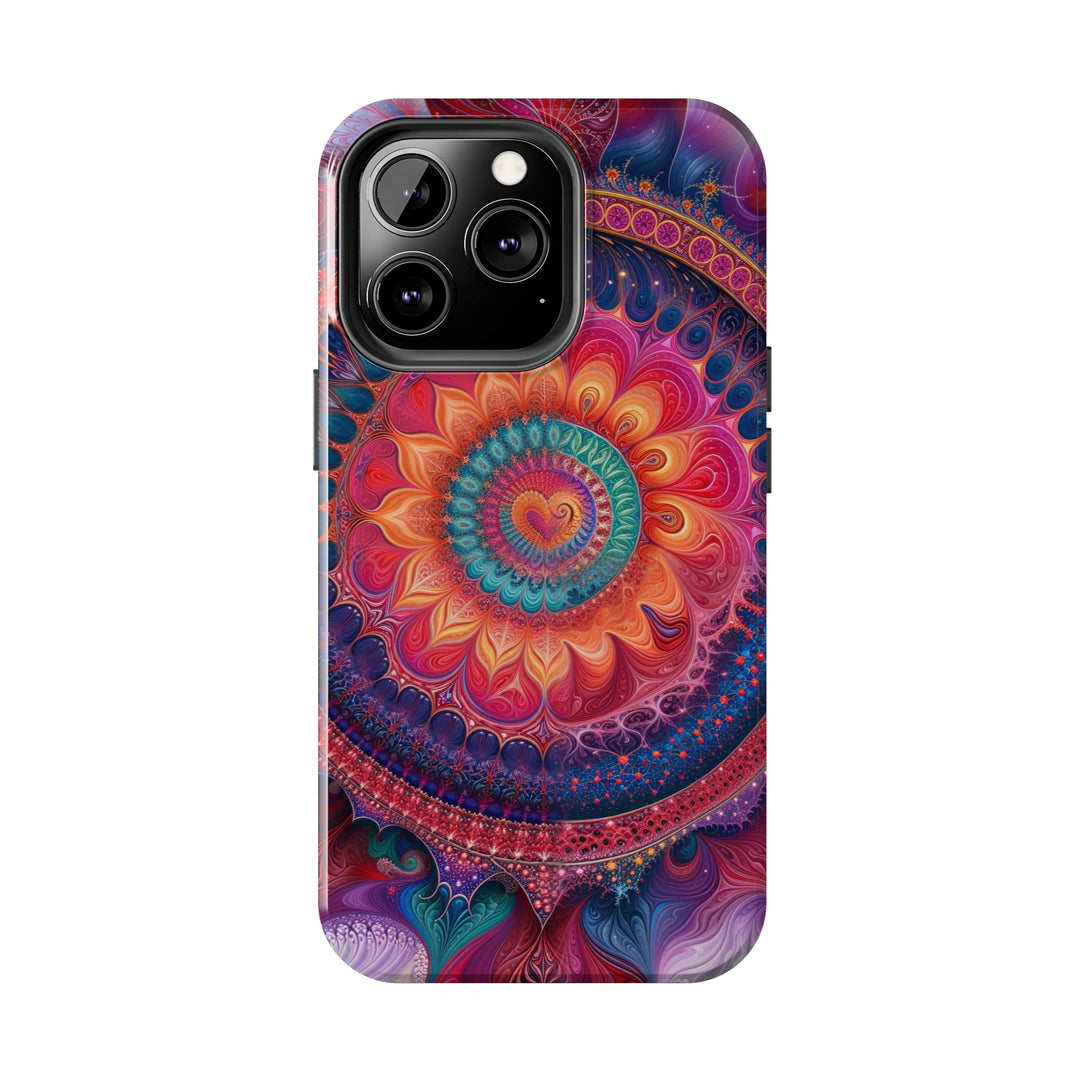 Vibrant Spiral Mandala - Tough Phone Case - Phone Case - g(0D·IO) - iPhone 13 Mini - -