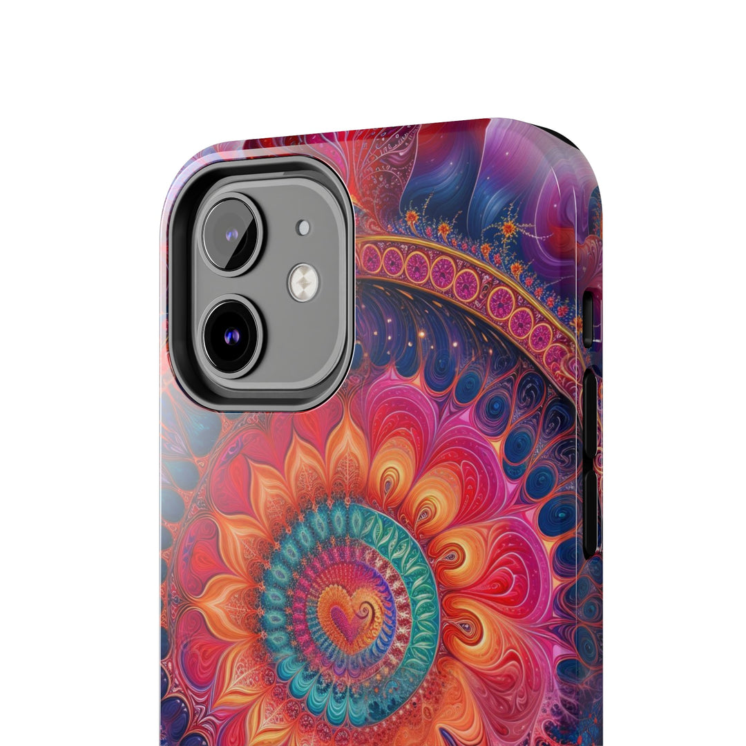 Vibrant Spiral Mandala - Tough Phone Case - Phone Case - g(0D·IO) - iPhone 13 Mini - -