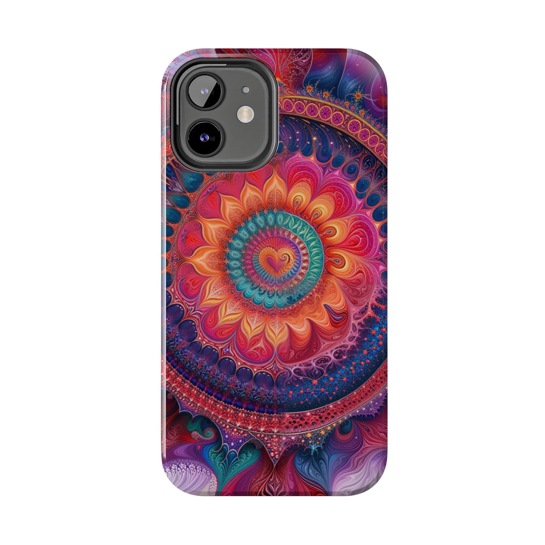 Vibrant Spiral Mandala - Tough Phone Case - Phone Case - g(0D·IO) - iPhone 13 Mini - -