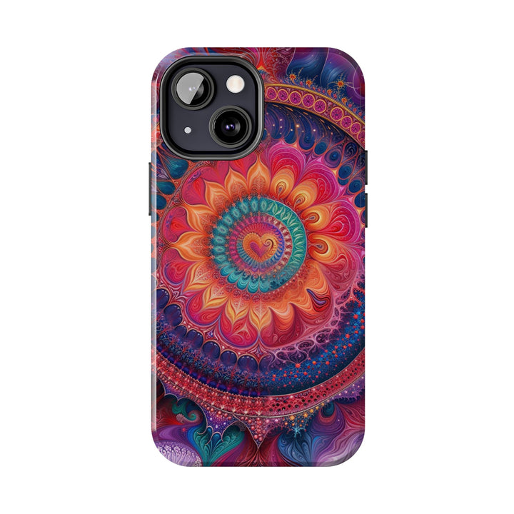 Vibrant Spiral Mandala - Tough Phone Case - Phone Case - g(0D·IO) - iPhone 13 Mini - -