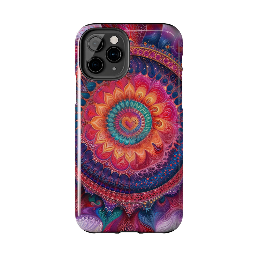 Vibrant Spiral Mandala - Tough Phone Case - Phone Case - g(0D·IO) - iPhone 13 Mini - -