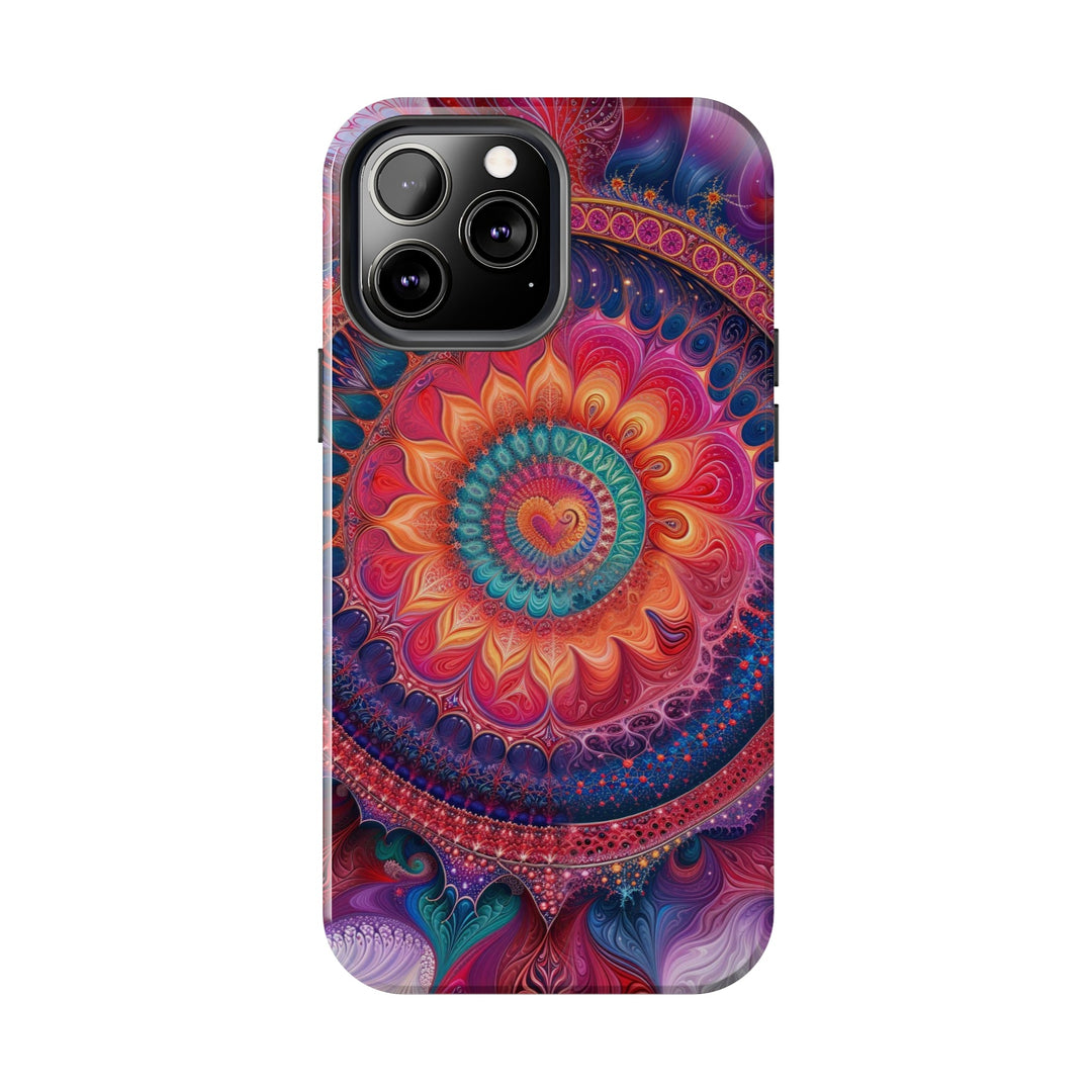 Vibrant Spiral Mandala - Tough Phone Case - Phone Case - g(0D·IO) - iPhone 13 Mini - -