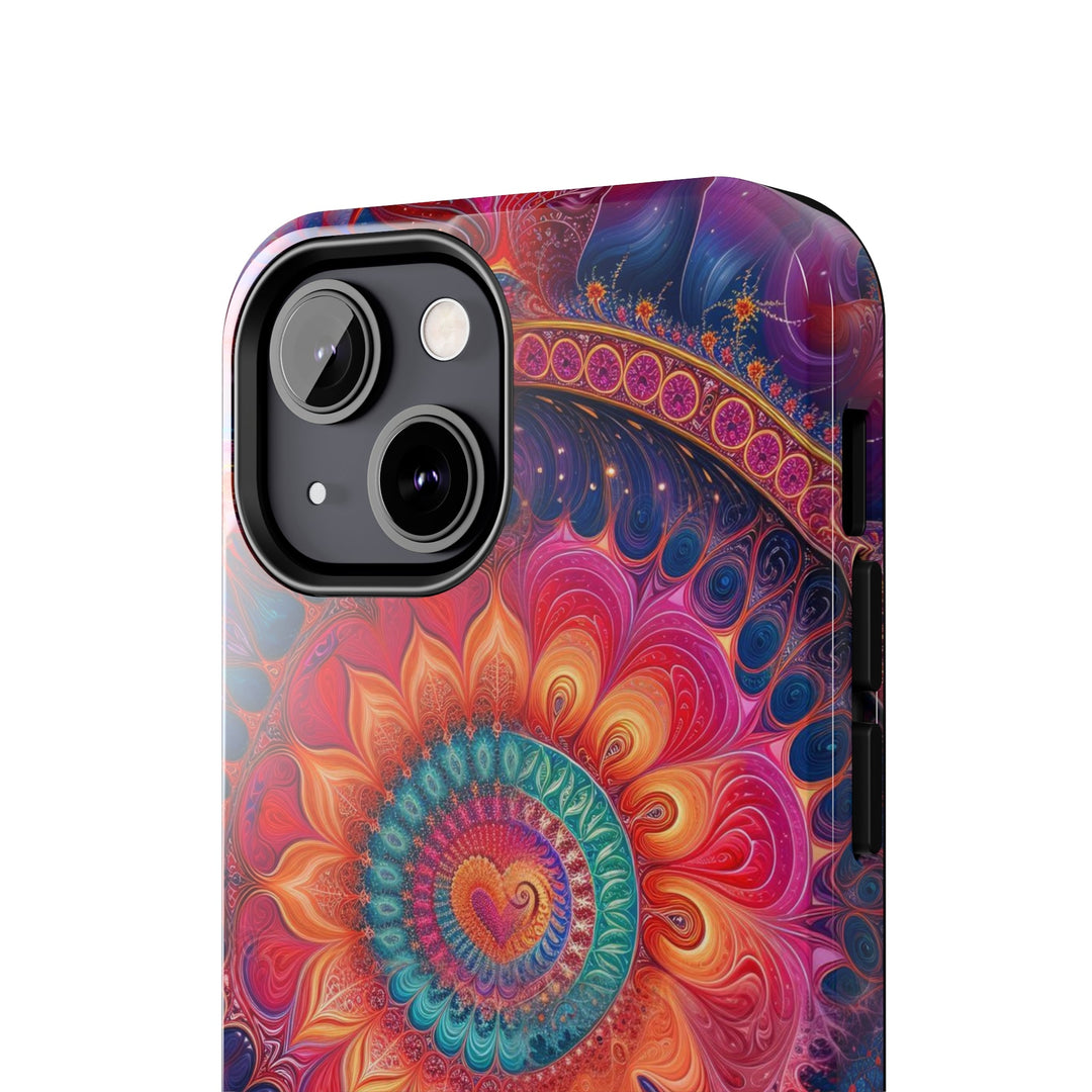 Vibrant Spiral Mandala - Tough Phone Case - Phone Case - g(0D·IO) - iPhone 13 Mini - -