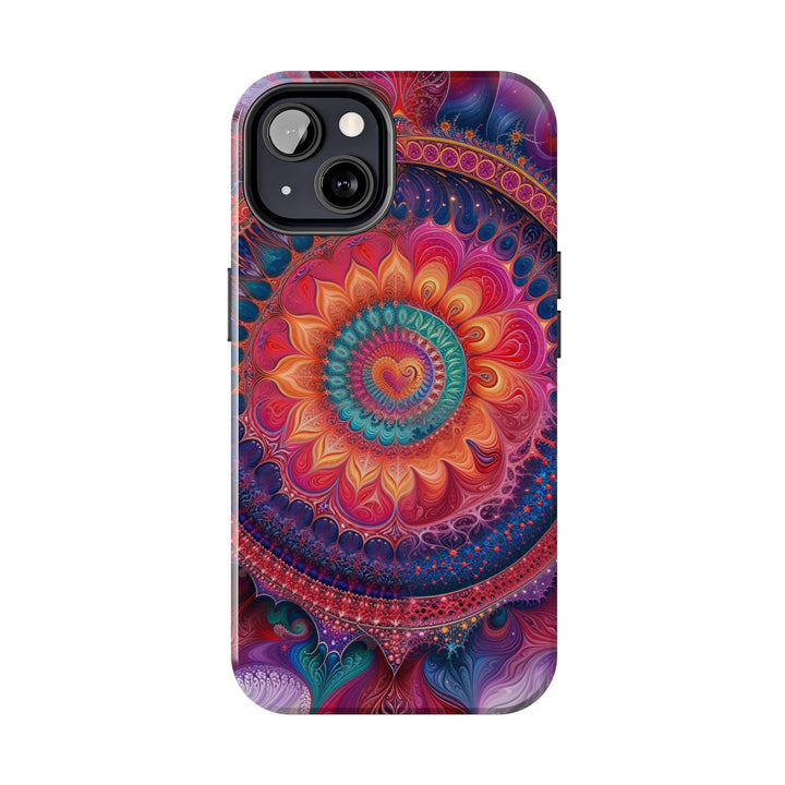 Vibrant Spiral Mandala - Tough Phone Case - Phone Case - g(0D·IO) - iPhone 13 Mini - -