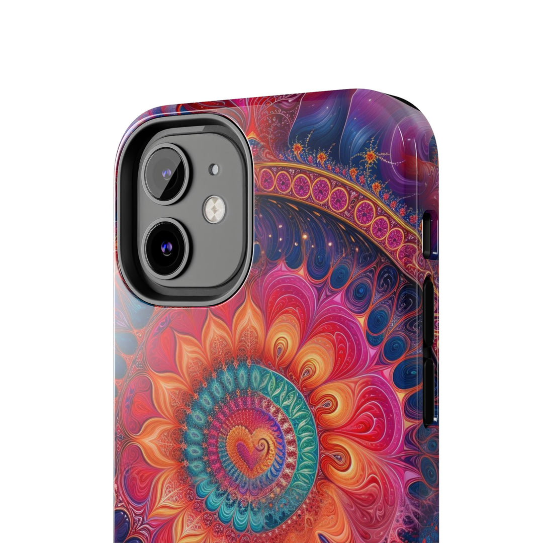 Vibrant Spiral Mandala - Tough Phone Case - Phone Case - g(0D·IO) - iPhone 13 Mini - -