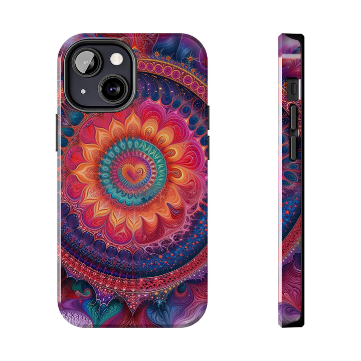 Vibrant Spiral Mandala - Tough Phone Case - Phone Case - g(0D·IO) - iPhone 13 Mini - -