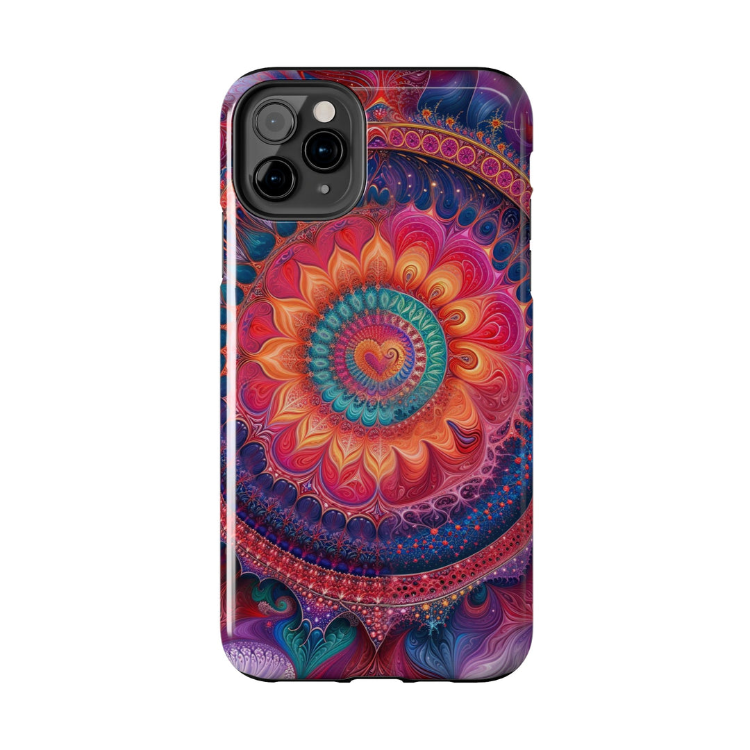 Vibrant Spiral Mandala - Tough Phone Case - Phone Case - g(0D·IO) - iPhone 13 Mini - -