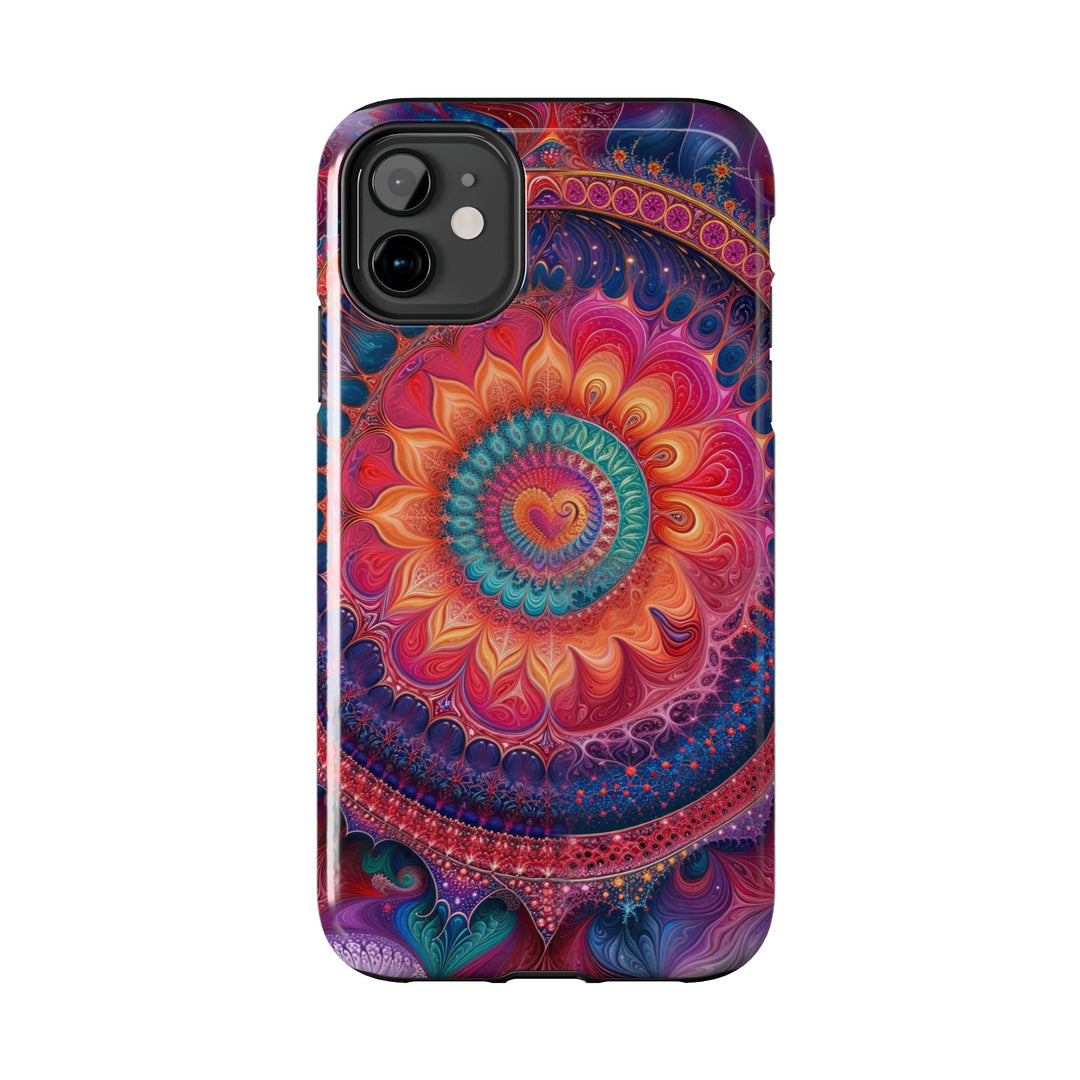 Vibrant Spiral Mandala - Tough Phone Case - Phone Case - g(0D·IO) - iPhone 13 Mini - -