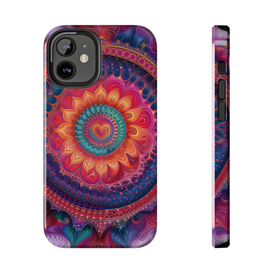 Vibrant Spiral Mandala - Tough Phone Case - Phone Case - g(0D·IO) - iPhone 12 Mini - -