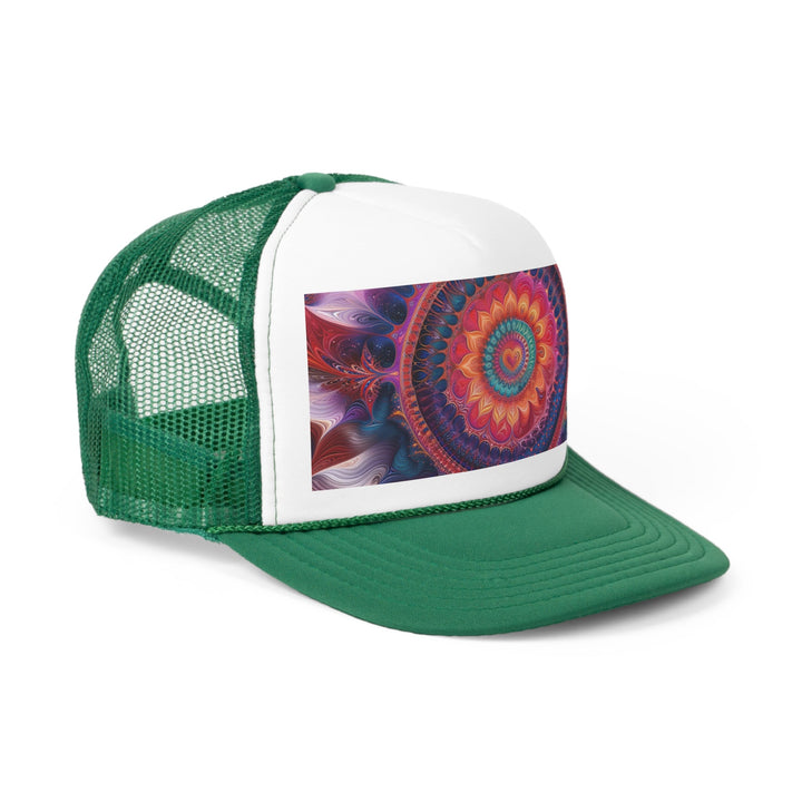 Vibrant Spiral Mandala - Trucker Hat - Hats - g(0D·IO) - Pink - One size -