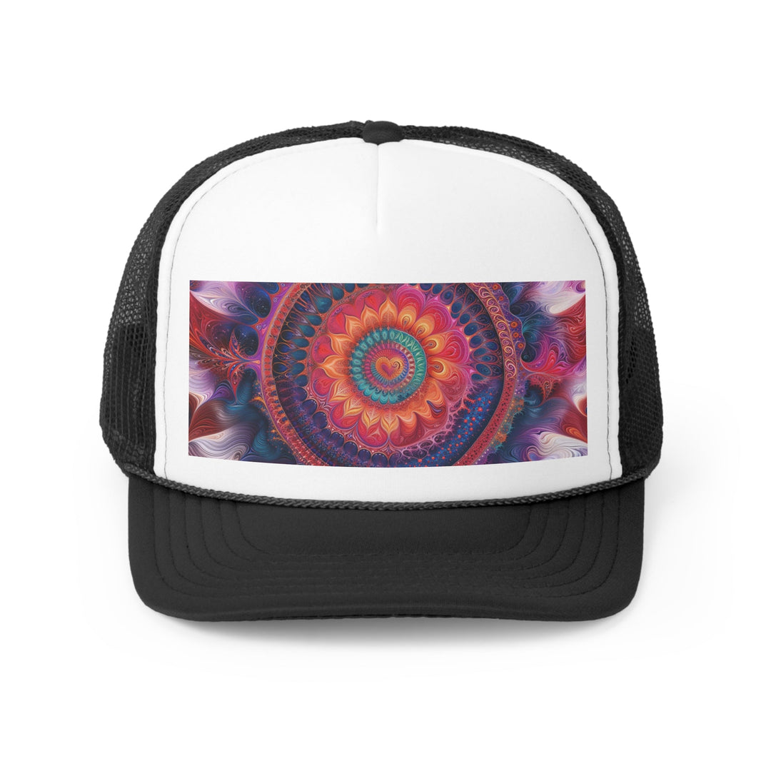 Vibrant Spiral Mandala - Trucker Hat - Hats - g(0D·IO) - Black - One size -