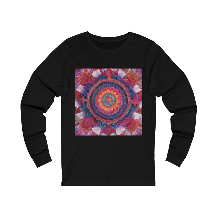 Vibrant Spiral Mandala - Unisex Jersey Long Sleeve Tee - Long-sleeve - g(0D·IO) - S - Black -