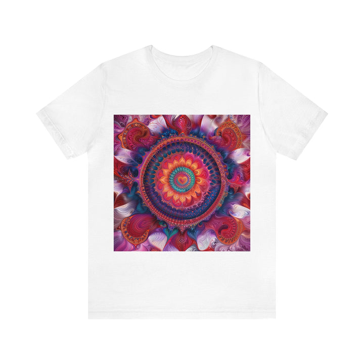 Vibrant Spiral Mandala - Unisex Jersey Short Sleeve Tee - T-Shirt - g(0D·IO) - White - S -