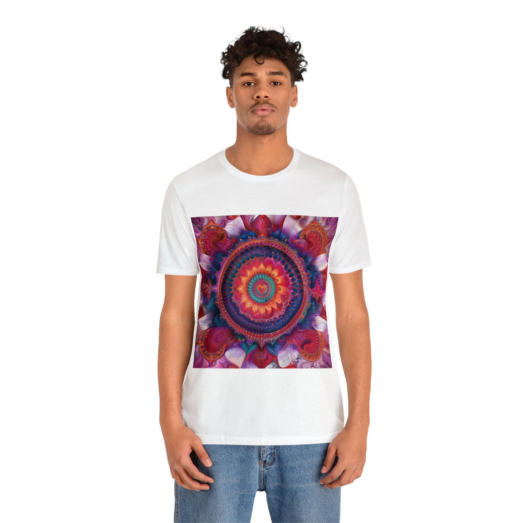 Vibrant Spiral Mandala - Unisex Jersey Short Sleeve Tee - T-Shirt - g(0D·IO) - Black - S -