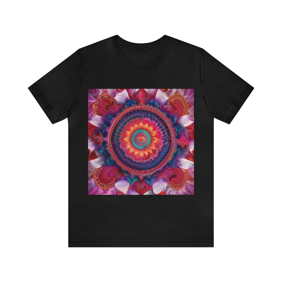 Vibrant Spiral Mandala - Unisex Jersey Short Sleeve Tee - T-Shirt - g(0D·IO) - Black - S -