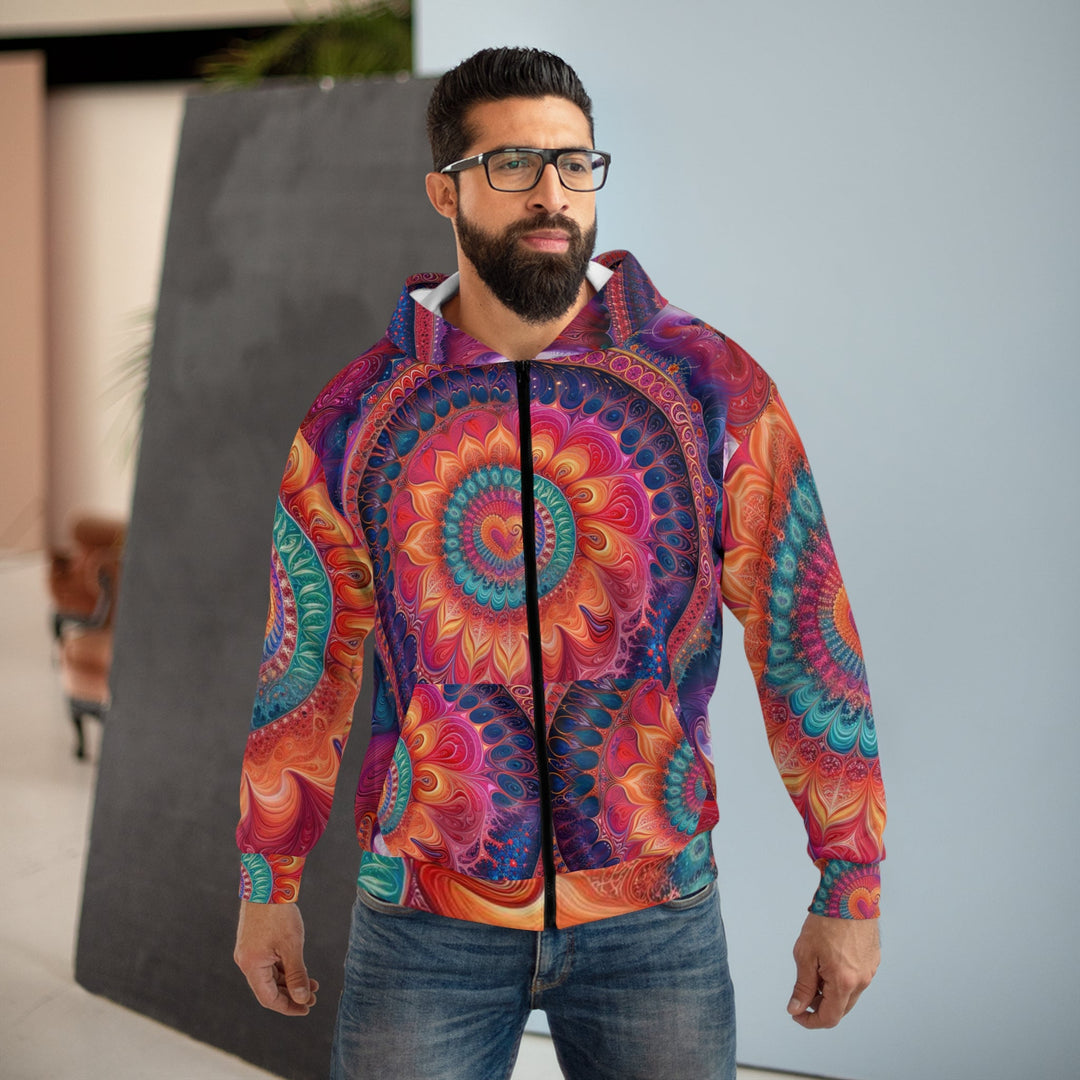 Vibrant Spiral Mandala - Unisex Zip Hoodie - All Over Prints - g(0D·IO) - XS - -