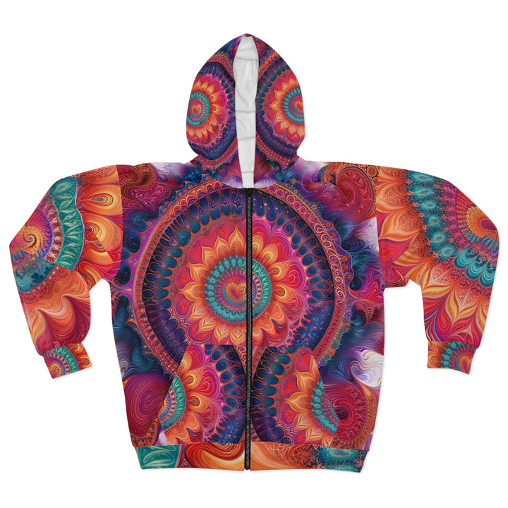 Vibrant Spiral Mandala - Unisex Zip Hoodie - All Over Prints - g(0D·IO) - XS - -