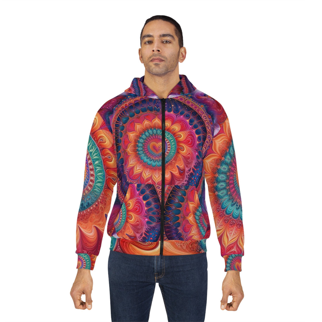 Vibrant Spiral Mandala - Unisex Zip Hoodie - All Over Prints - g(0D·IO) - XS - -