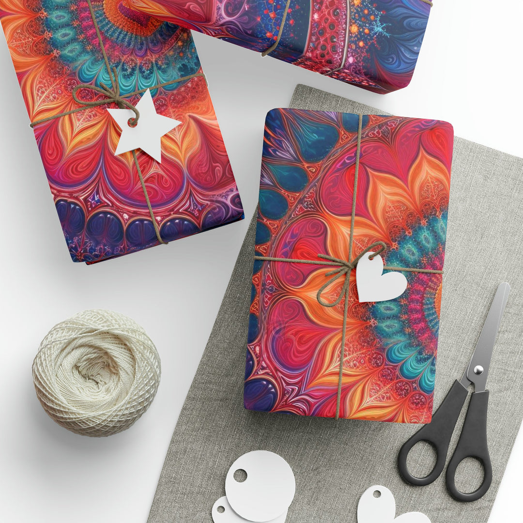 Vibrant Spiral Mandala - Wrapping Paper - Home Decor - g(0D·IO) - 30'' x 72'' - Matte -